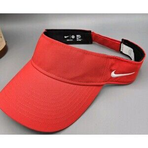 Nike Featherlight Unisex Red Dri-Fit Sun Golf Running Visor Stretch Strap Back